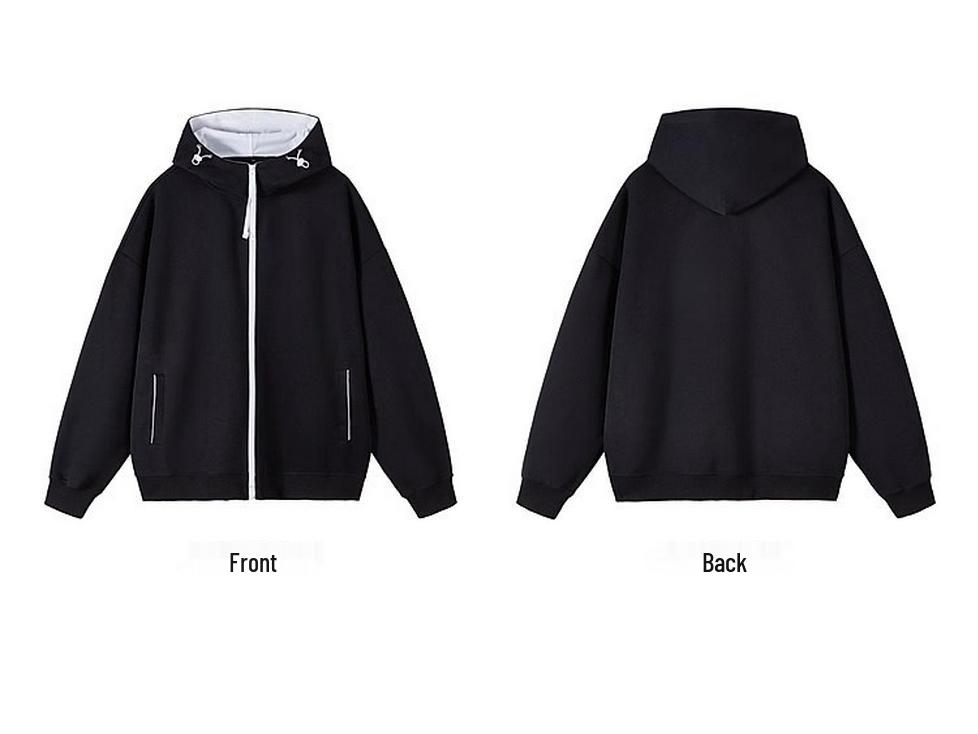 Men's Trendy Color Block Zipper Hoodie - Autumn/Winter Casual Loose Fit