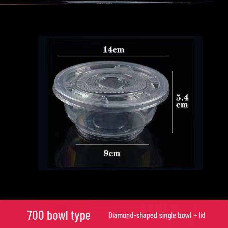 Transparent Thickened Disposable Plastic Bowl - Round, No Lid, Heat-Resistant for Home and Commercial Use