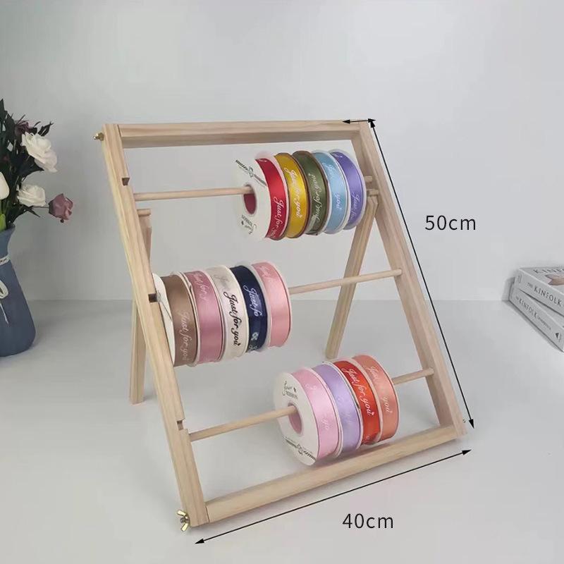 In-Stock Wooden Ribbon and Thread Storage Rack for Cake and Flower Shops