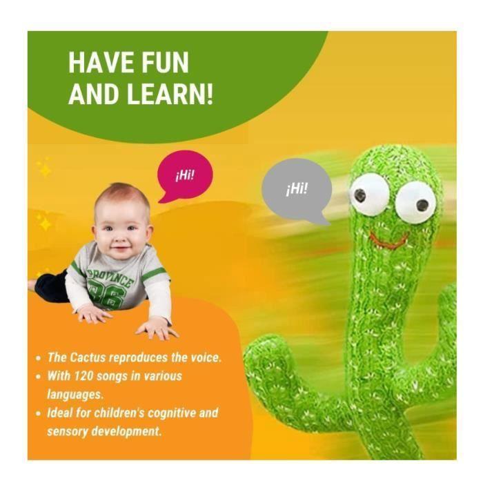 Dancing Cactus Toy - Who Dances and Repeats - 120 Songs - Green - For Children from 3 Years Green