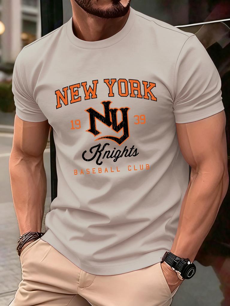 New York Baseball Club Printed TShirt Men Soft AllMatch T Shirts Cotton Casual Clothing Crewneck Oversize Man Short Sleeve