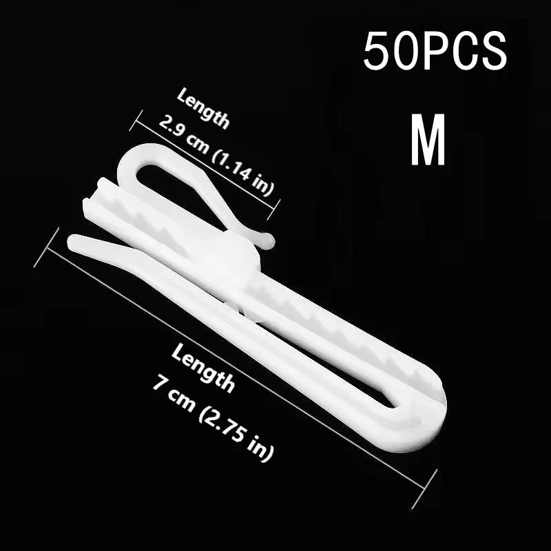 50Pcs Curtain Hanging Hooks Ring Window White Plastic Thickened Adjustable Height Curtain Hook For Home Curtain High Quality