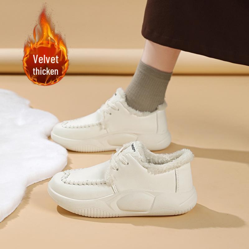 Women's White Nurse Shoes: Warm, Non-Slip, Comfortable Cotton Footwear for Healthcare Professionals (Autumn/Winter).