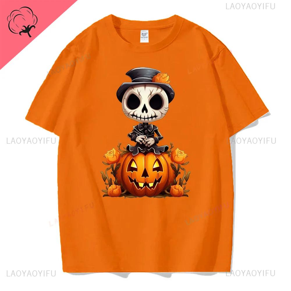 Happy Halloween Pumpkins Halloween T Shirts PumpkinCandyBonesSkeletonfunny Halloween Costume Cotton Shirt Graphic T Shirts S