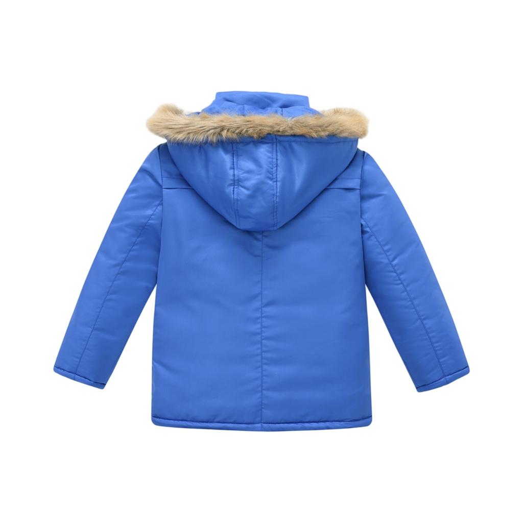 Kids' Detachable Hood Coat - Solid Color Trim Jacket