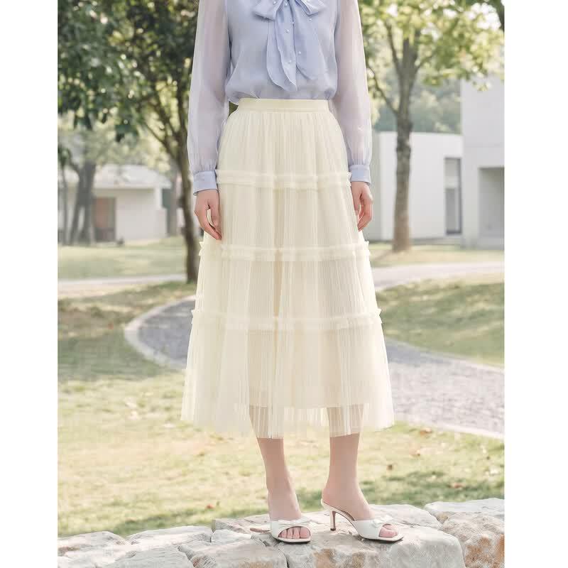 Elegant Flowy A-Line High-Waist Long Skirt S
