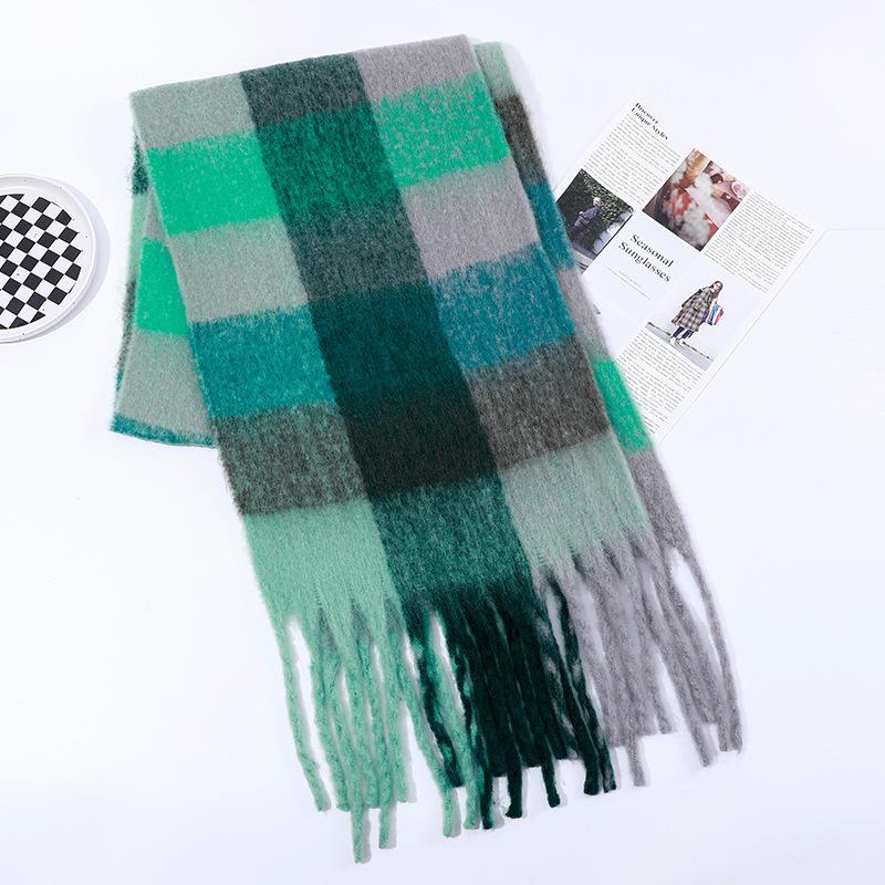 Imitation Cashmere Scarf for Women Winter Warm Thickening New Solid Color Scarf for Men Thick Tassel Woolen Scarf