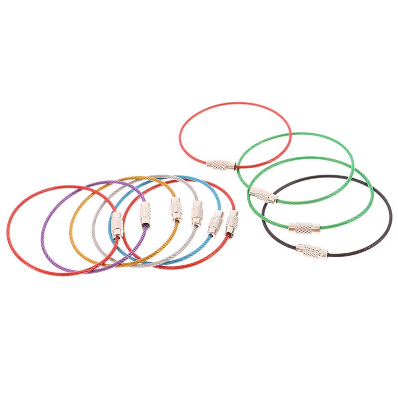 10ks Přívěsek na klíče z nerezové oceli Lanko Drát Kabelová smyčka Šroubovací zámek Zámek Gadget Ring