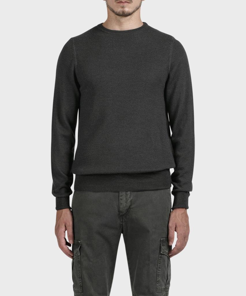 PANICALE Black 100% Merino Wool Crew Neck Knit