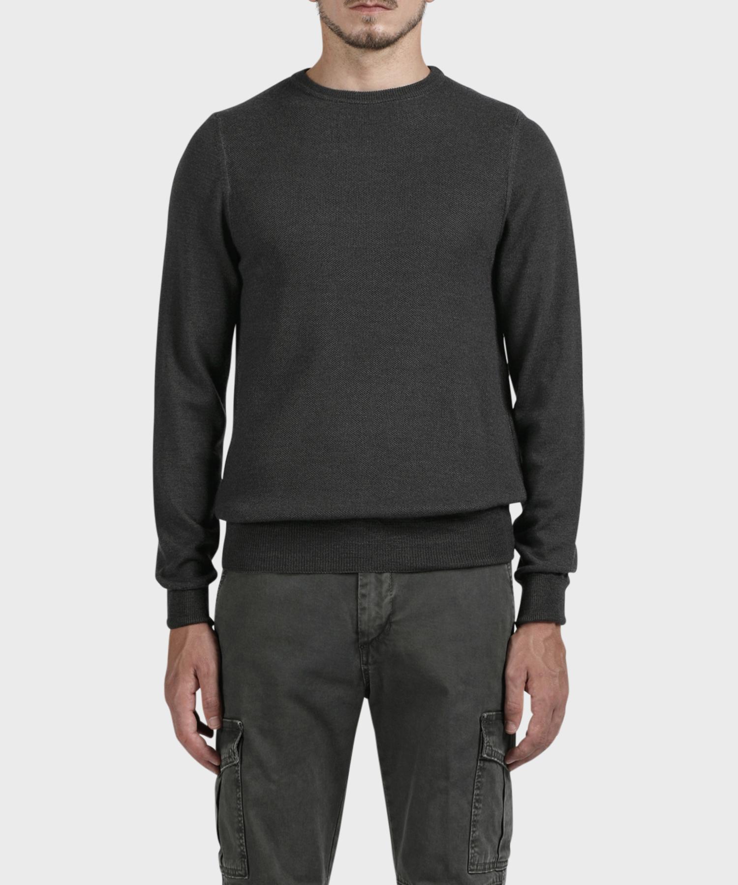 Panicalle Black 100% Merino Wool Crew Neck Knit Black/S