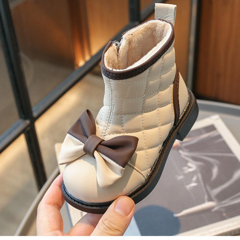 Girls' Princess Boots Autumn and Winter Plus Velvet Cotton Shoes Princess Shoes Children's Baby Shoes Soft-soled Fashion Short Boots