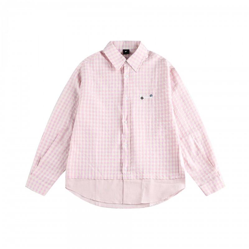 Unisex Oversized Plaid Shirt Jacket Loose Fit Casual Long Sleeve Cotton Top