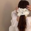 Feminine Elastic Hair Scrunchy with Unique Double Layer Lace Hairband Hairpieces Large Hair Accessories for Women