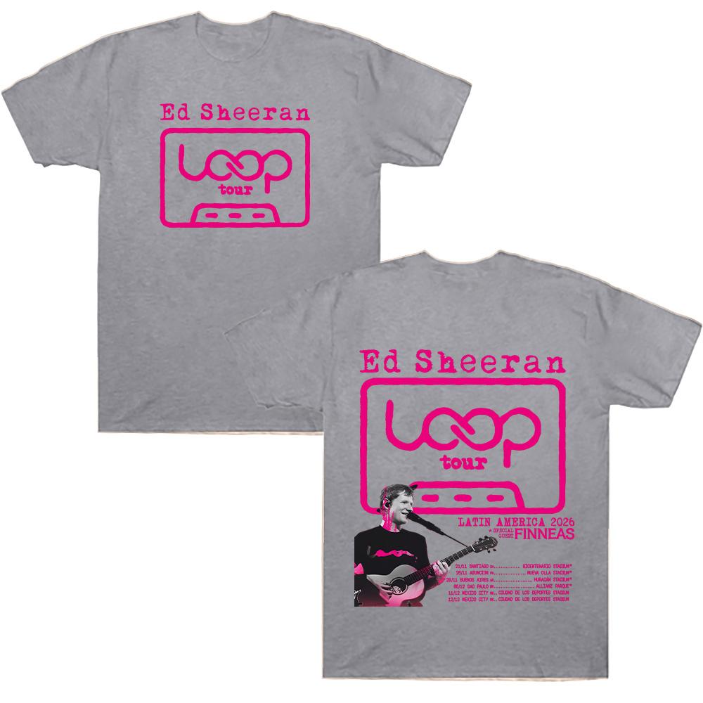 

Ed Sheeran Loop Tour LATIN AMERICA 2026 T Shirt Oversized Graphic T-shirt Men Fashion Cotton Women Casual Loose Short Sleeve Tee XXL сірий