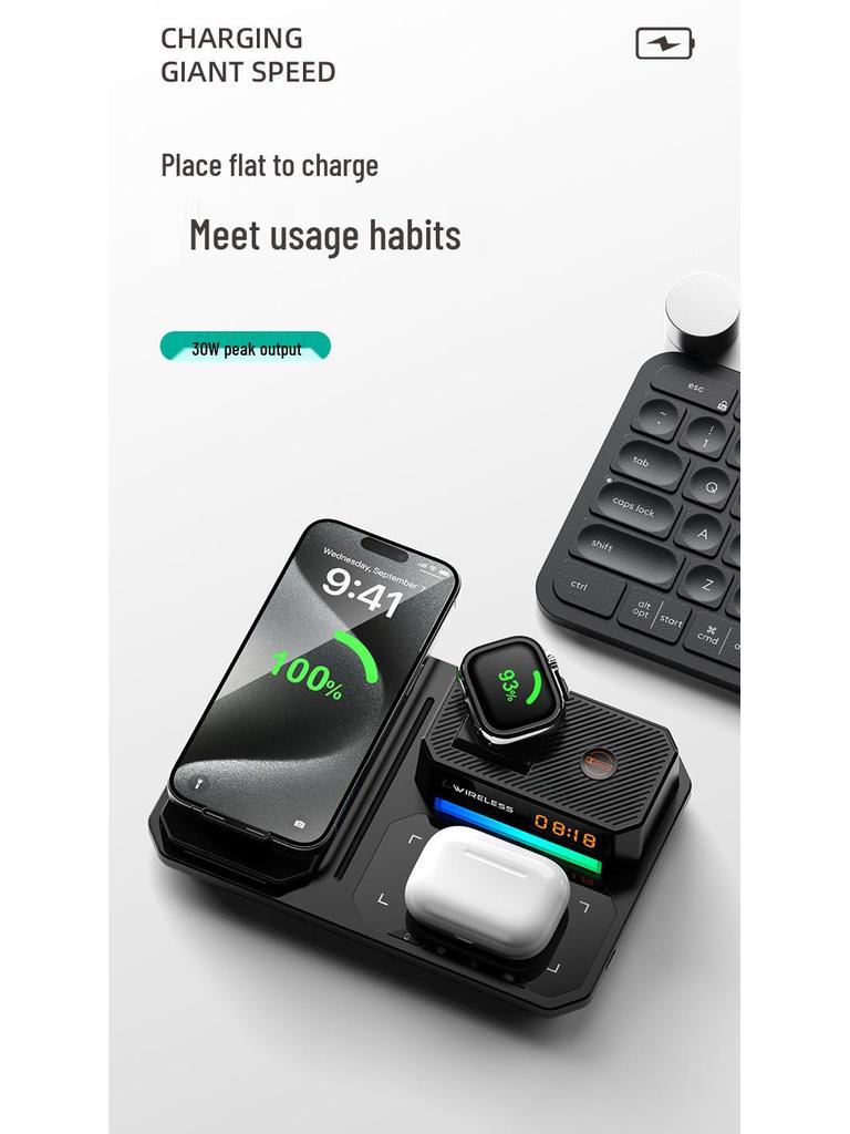 Cross-Border Multifunctional 6-in-1 Wireless Charging Station for Phones, Earphones, and Watches