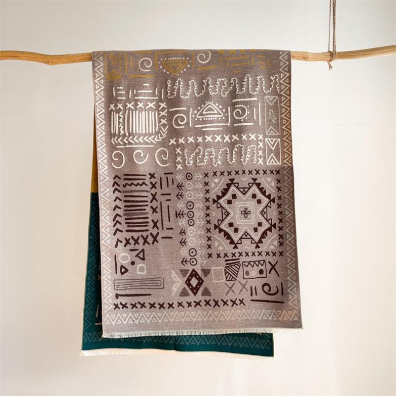 Travel windproof shawl imitation cashmere scarf women's double-sided dual-purpose autumn and winter new versatile thickened warm scarf tide