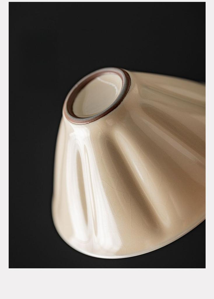 Ru Kiln Gaiwan Bamboo Hat Shaped Ceramic Bowl Chinese Kungfu Tea Set Household Teacup Retro Saucer Tea Tureen Teaware Drinkware