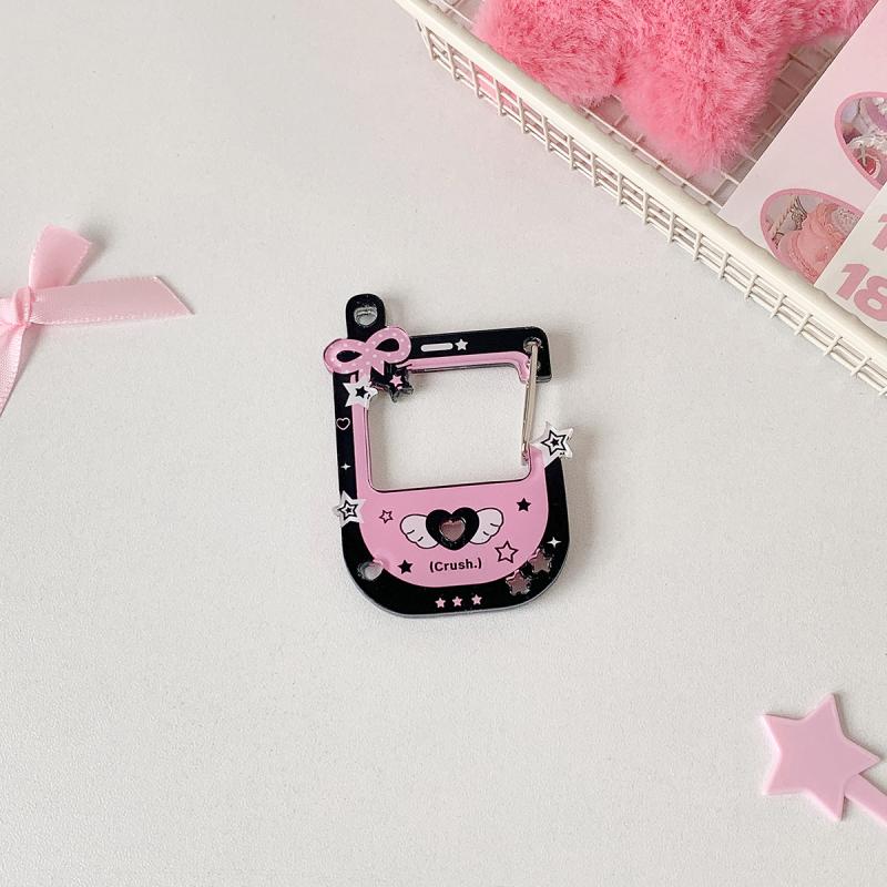 Sweet Cool Girls Acrylic Keychain Hook Pink Black Hanging Decoration For Bag Pendant Doll Toy Holder Personalized Pendant Gift