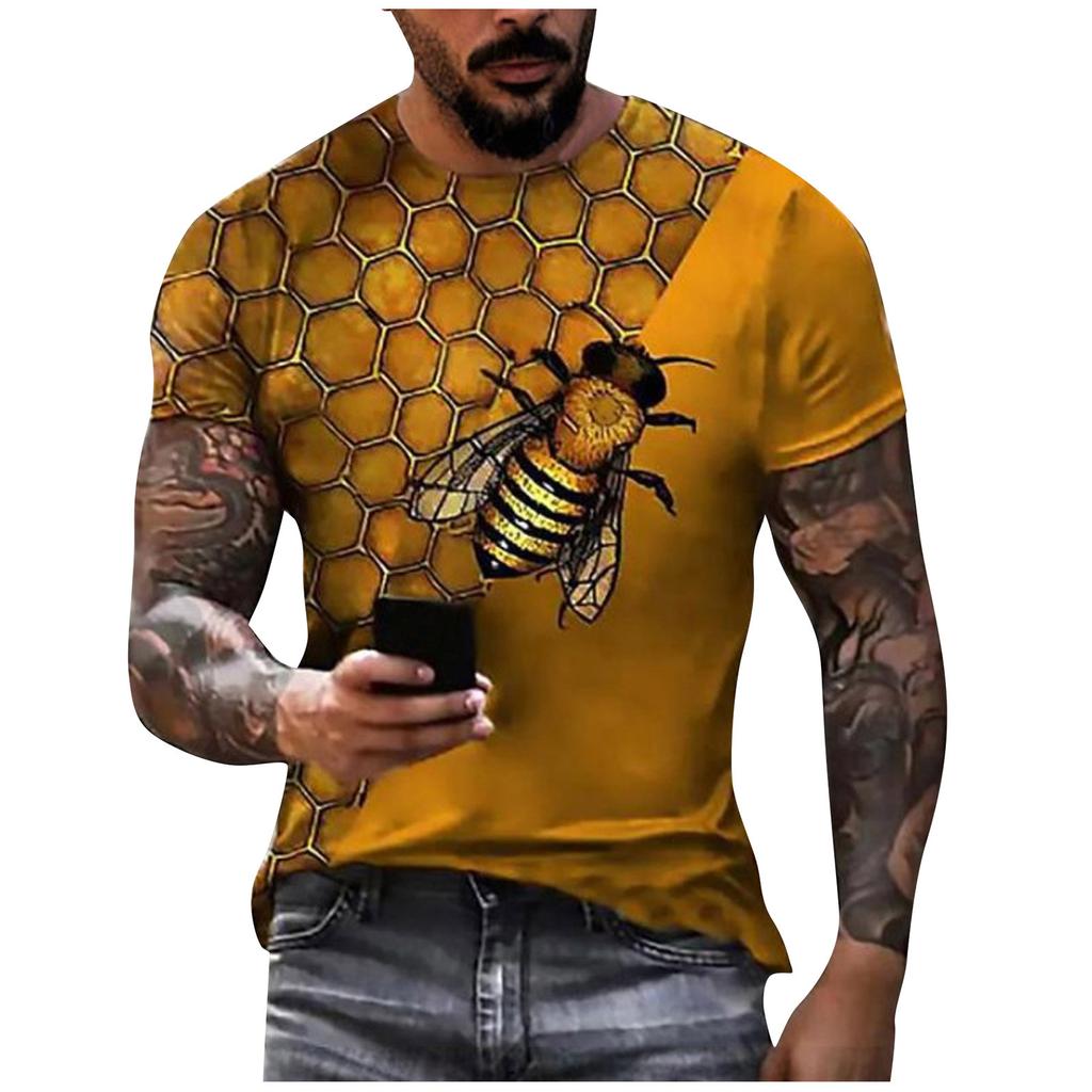 Men'S T-Shirt Short Sleeve Printed Summer Round Neck Top Trend Casual Sweatshirt