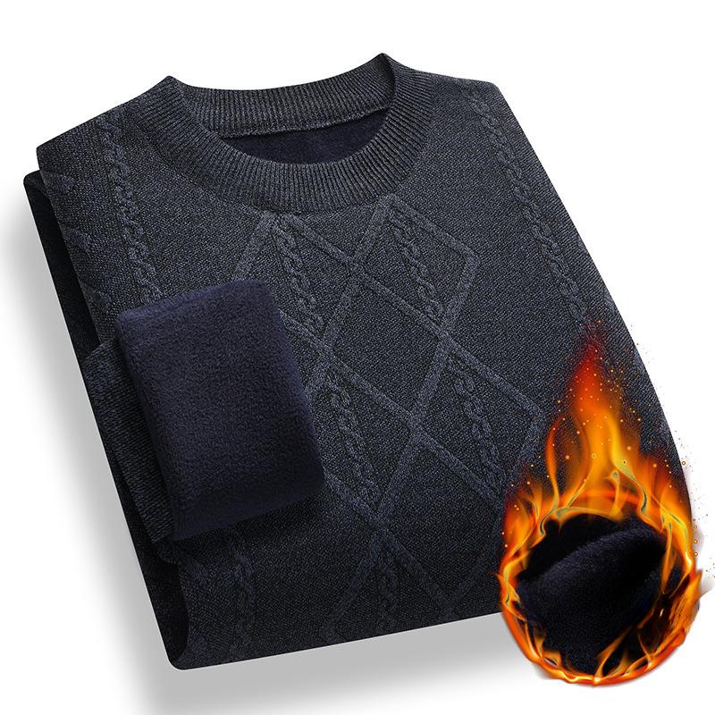Winter Sweater Men's Fleece Thickened Middle-aged Thermal Top Men's Men's Bottoming Knitted Sweater