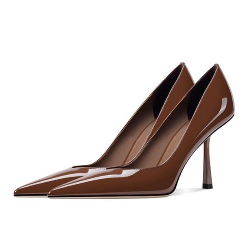 Fashion 2025 New High Heels Women's Stiletto Patent Leather Internet Celebrity Pointed Large Size Small Size Professional Shoes