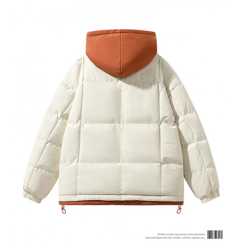 Unisex Winter Hooded Cotton Puffer Jacket Waterproof Loose Fit Warm Outerwear Men Women