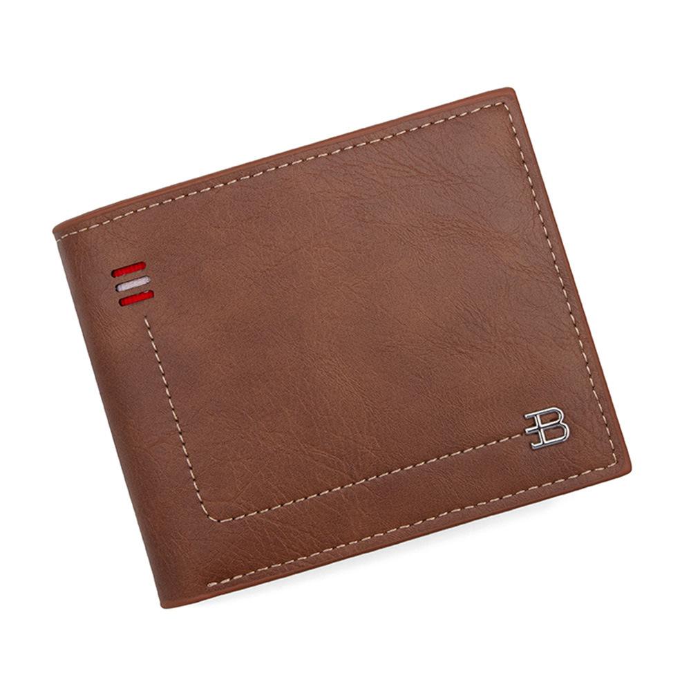 Schoolbag New Retro Leather Pattern Men's Short Wallet Hinge Three-fold Bag Multi-card Position Change Bag ID Bag Wallet Wholesale