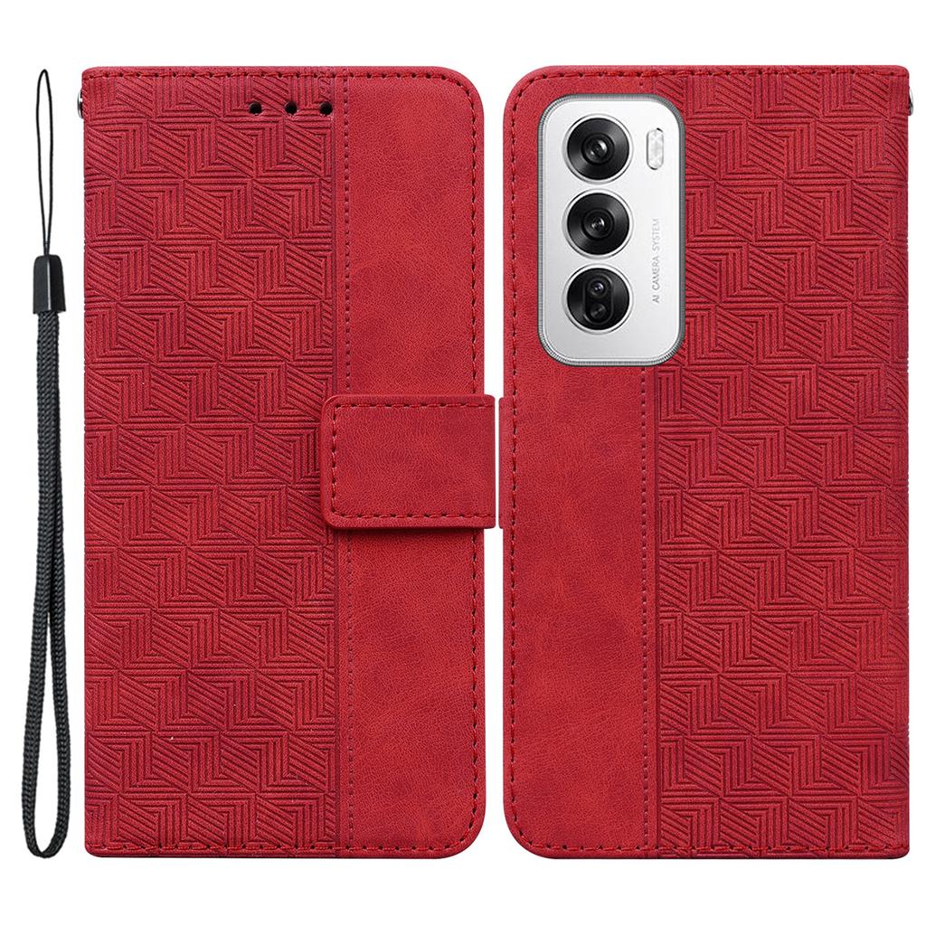 For Oppo Reno12 5G (Global) Wallet Phone Case Geometry Pattern Leather Flip Cover