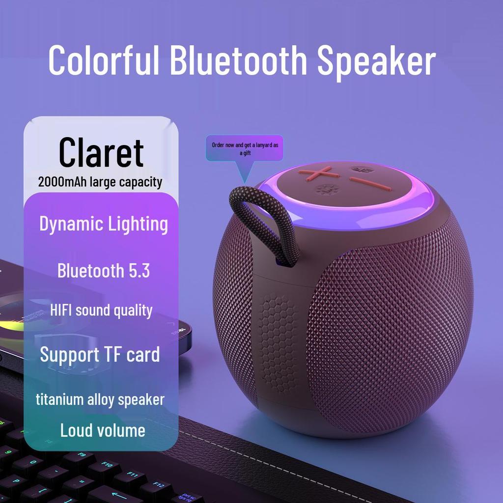 Portable Bluetooth Speaker with Colorful Lighting and Subwoofer for Outdoor Parties (Bluetooth 5.3)