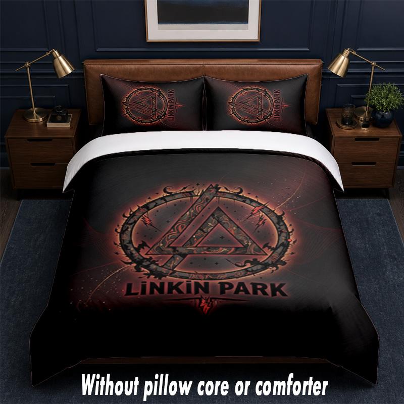 Linkin Park Design Bed Bedding Set 1 Duvet Cover + 2 Pillowcases Soft Breathable Household Bed Linens