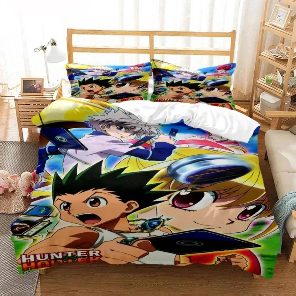 Comforter Anime Hunter Hunter Bedding Set 3D Printed Suitable For Bedroom Kids Home Textile