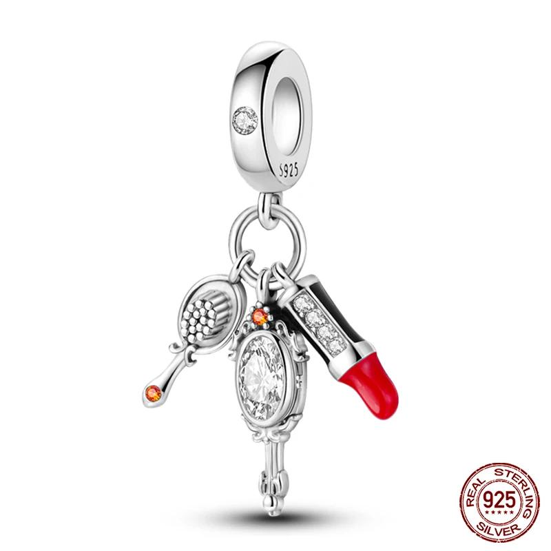 Copper Red Color Collection Heart Shape Charm Bead Charms Bead Charms Suitcase Pendant Compatible With Authentic Bracelets Lucky Jewellery Gifts