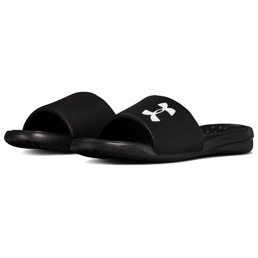Under Armour Playmaker Fester Riemen Langlebig Bequem Weiche Dämpfung Pantoletten Herrensandalen Schwarz 3000061-001