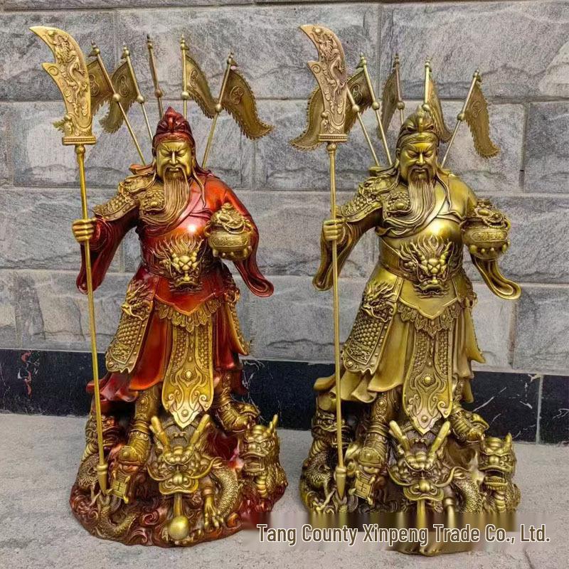 Large Bronze Guan Gong Statue - Pure Copper Guan Yu, Martial Wealth God