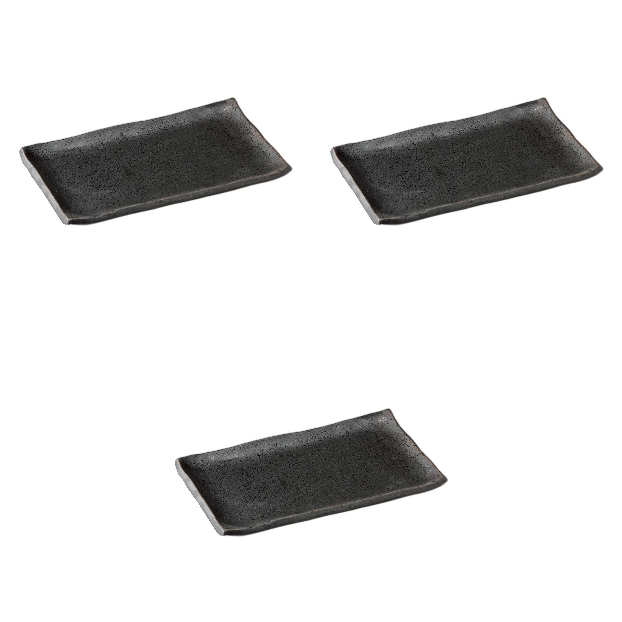 

Set of 3 Kuroarashi Yakitori Plates x x Reinforced Ceramic Yakitori Plates by Setomonohonpo 8.0 [23.8 14.6 1.8 cm]