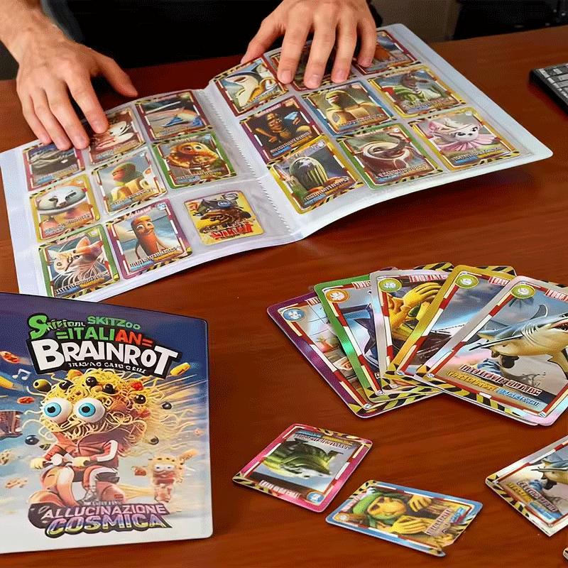 Italian Brainrot Card Booklet of Collection Tungtungtung Sahur Tralalero Cards Game Toy For Children Trading Cards Birthday Gift