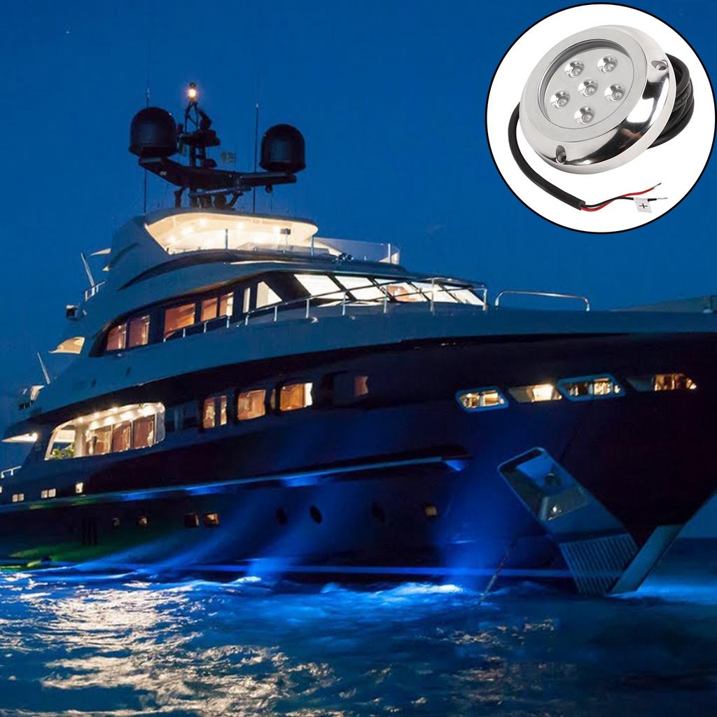 12V 24V Yacht Underwater Light 316 Stainless Steel 100 degrees Lighting Angle IP68 Waterproof 6 LED Chips Seawater Tail Dome Swimming Pool Lamp