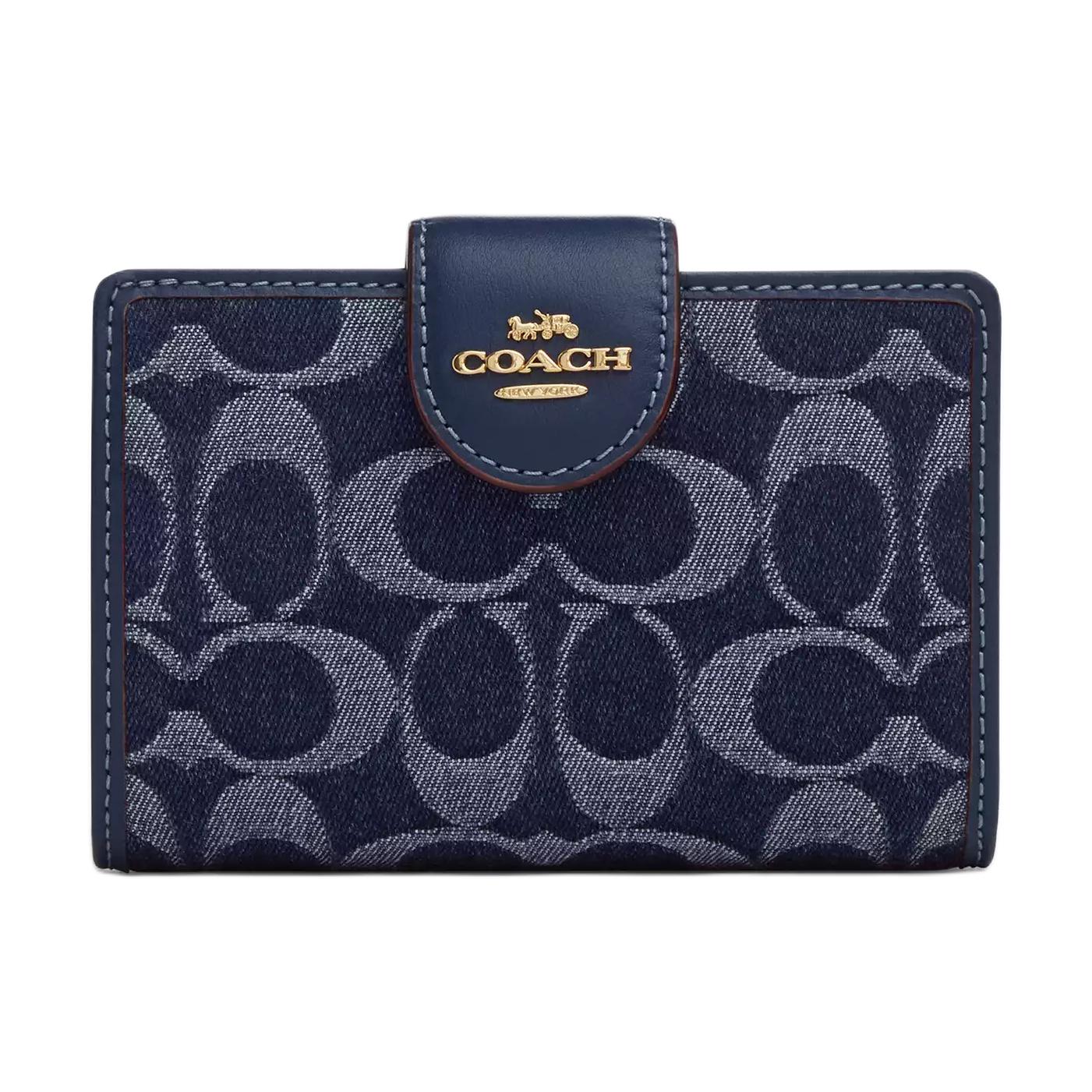 

New COACH Denim Wallet Medium Size Women s Blue CZ344-IMXIA 13.0*1.5*8.4CM