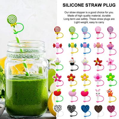 5Pcs Straw Cover for Tumbler Dustproof Straw Topper Lollipop Design Silicone