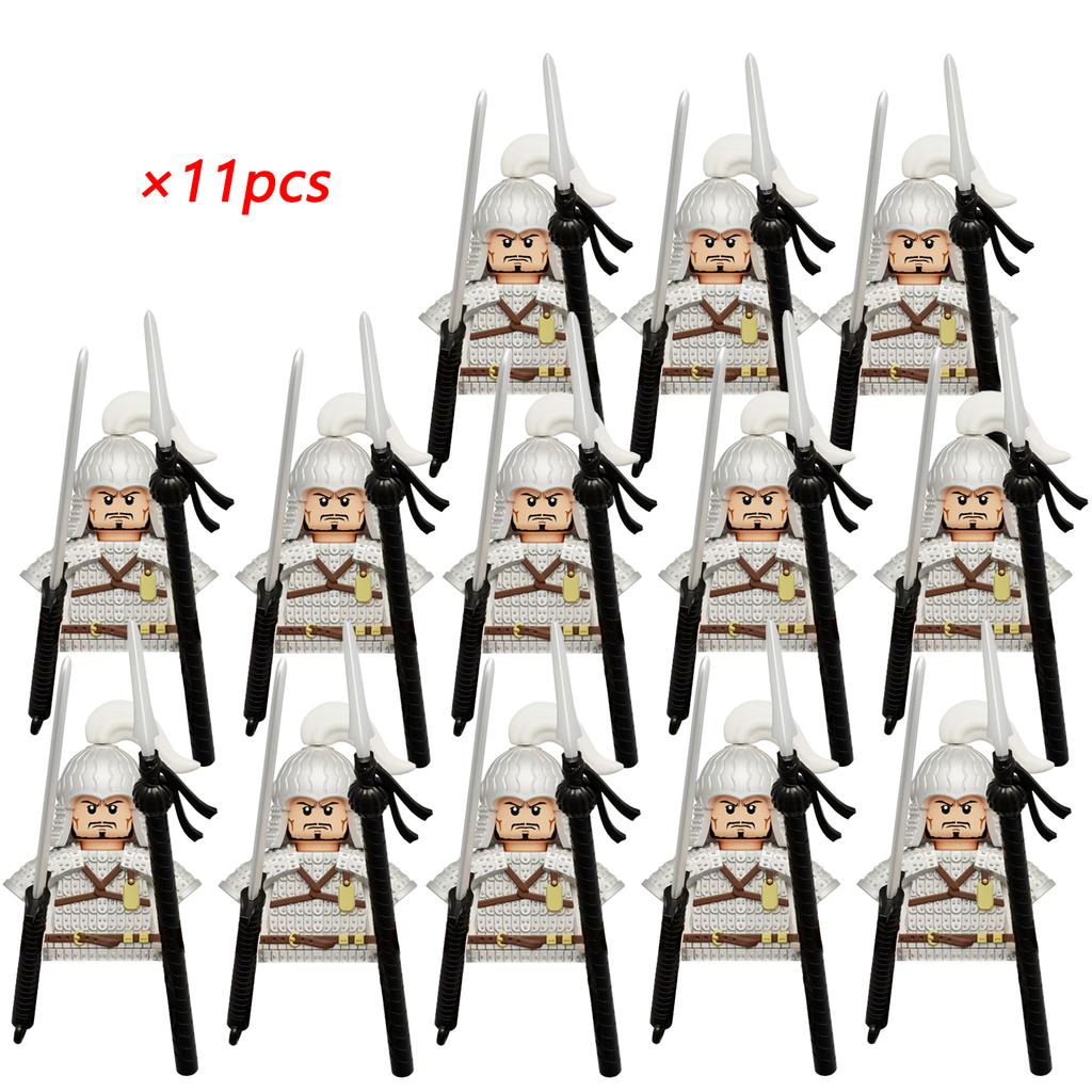 11pcs Ancient Chinese Hero Yue Fei General Military Armor Soldier Action Figures Building Block Sword Helmet DIY Brick Toy