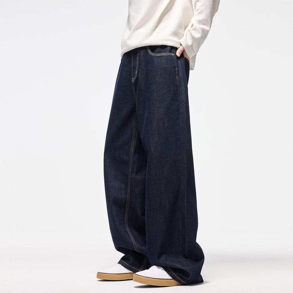 Jeans men's autumn new American retro cleanfit loose wide-leg casual straight long pants