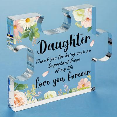Puzzle Piece Plaque for Daughter, Universal Holiday Appreciation Gift, Emotional Thank You Acrylic Sign, Fits Christmas, Halloween, Thanksgiving, Ne
