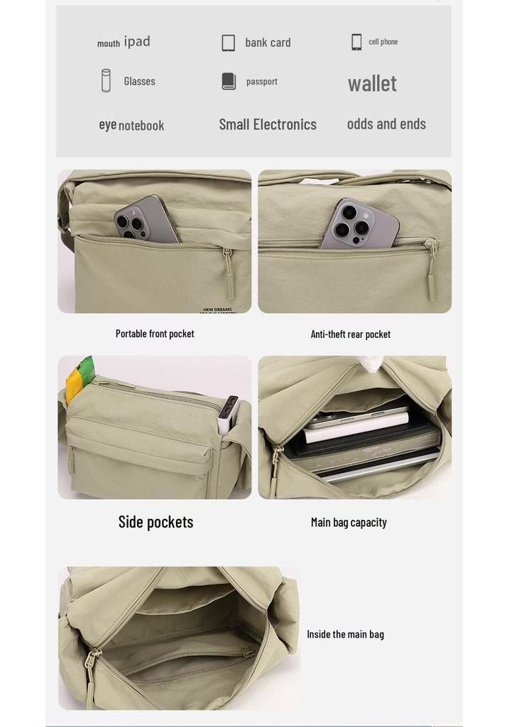 Stylish Women's Nylon Shoulder Crossbody Bag - Lightweight, Versatile, Large Capacity, Casual Commuter Square Bag