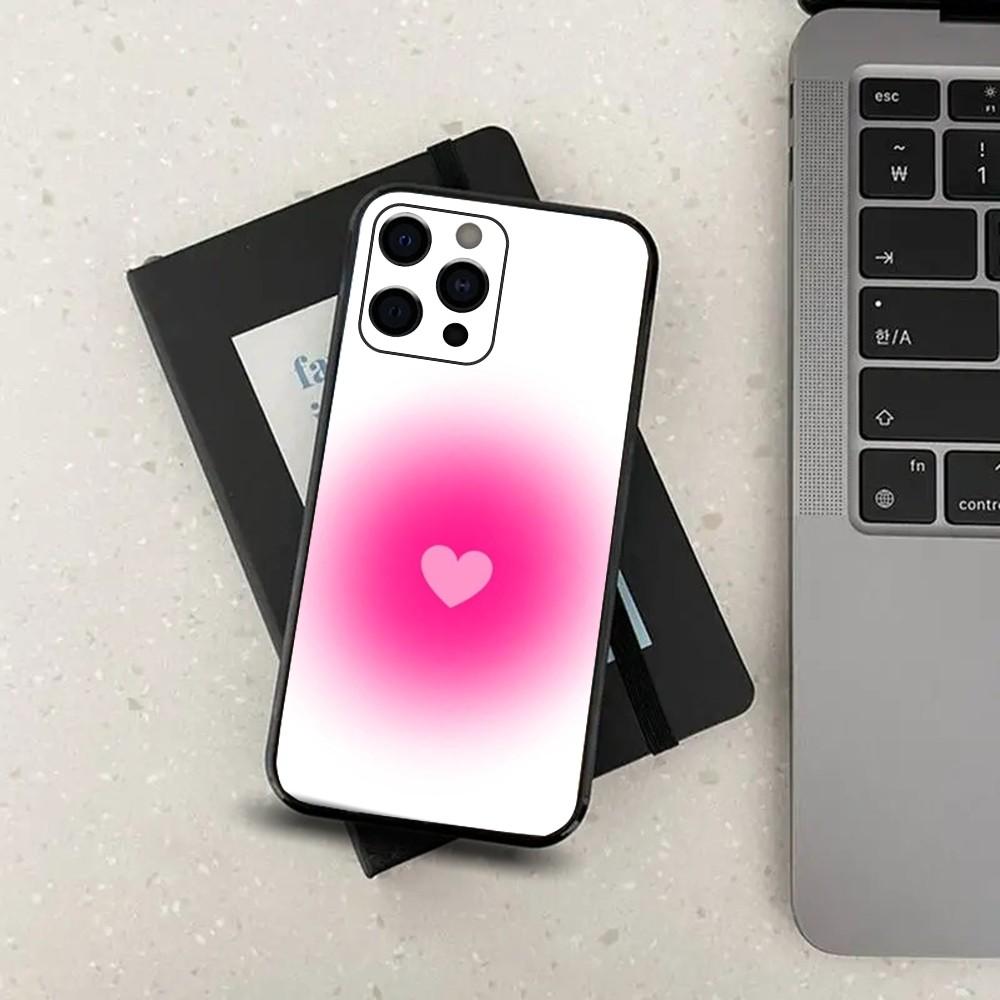 Cute Love pink Phone Case For Apple iPhone 15,14,13,12,11,Pro,X,XS,Max,XR,Plus,Mini Soft Black Cover