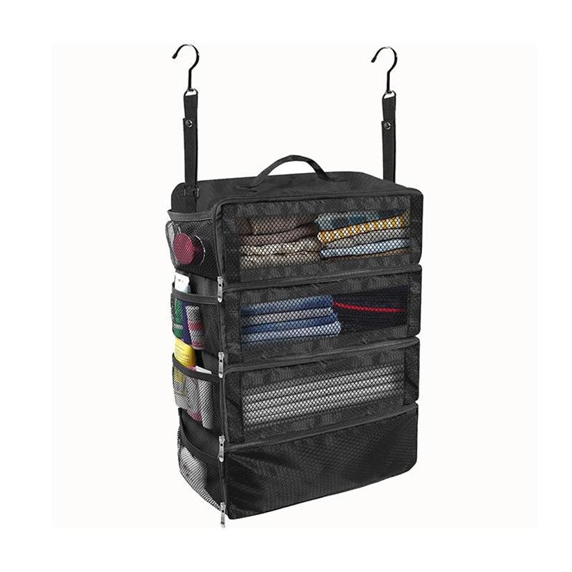 Large Capacity Foldable Travel Storage Bag Multifunctional Nylon Cloth Hanging Organizer Wardrobe Clothes Multi-Layer Bag
