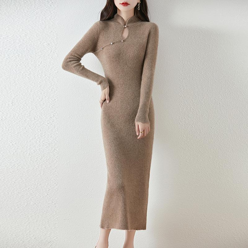 Women Sweater Dress 100% Wool MODERN NEW SAGA Knit Long Pullover Winter Jumpers Wool Long Dress Female