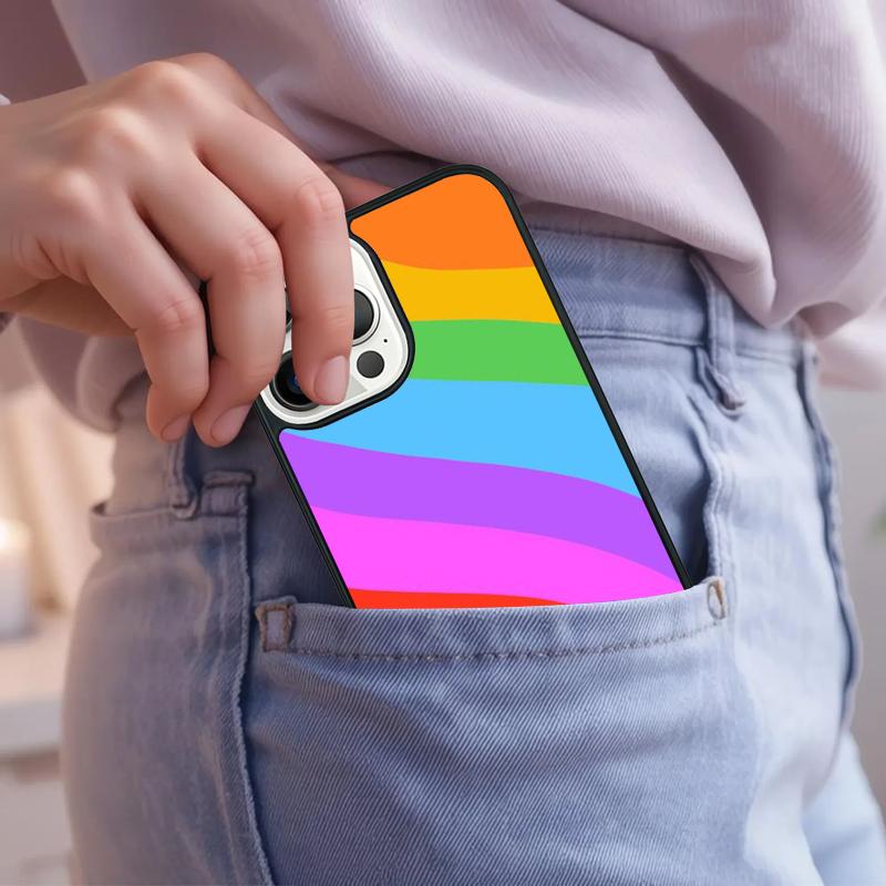 Rainbow Retro Stripes Pink Phone Case For iPhone 17 Air 15 16e 14 13 Pro Max Coque 12 11 Pro Max PLUS cover