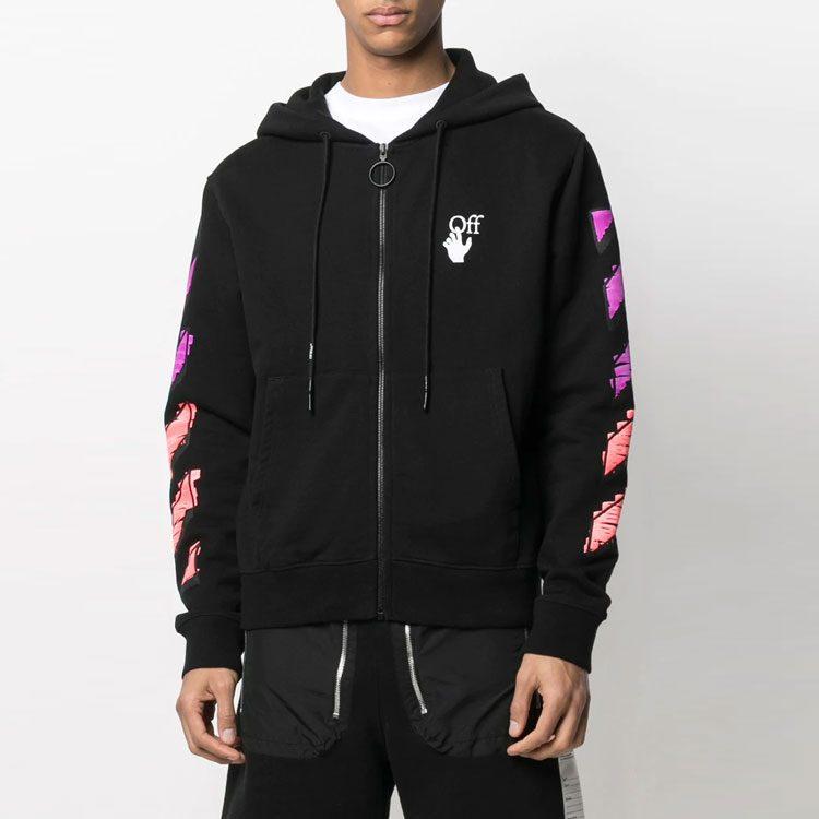 OFF WHITE Marker Zip Hoodie OMBE001R21FLE0021032