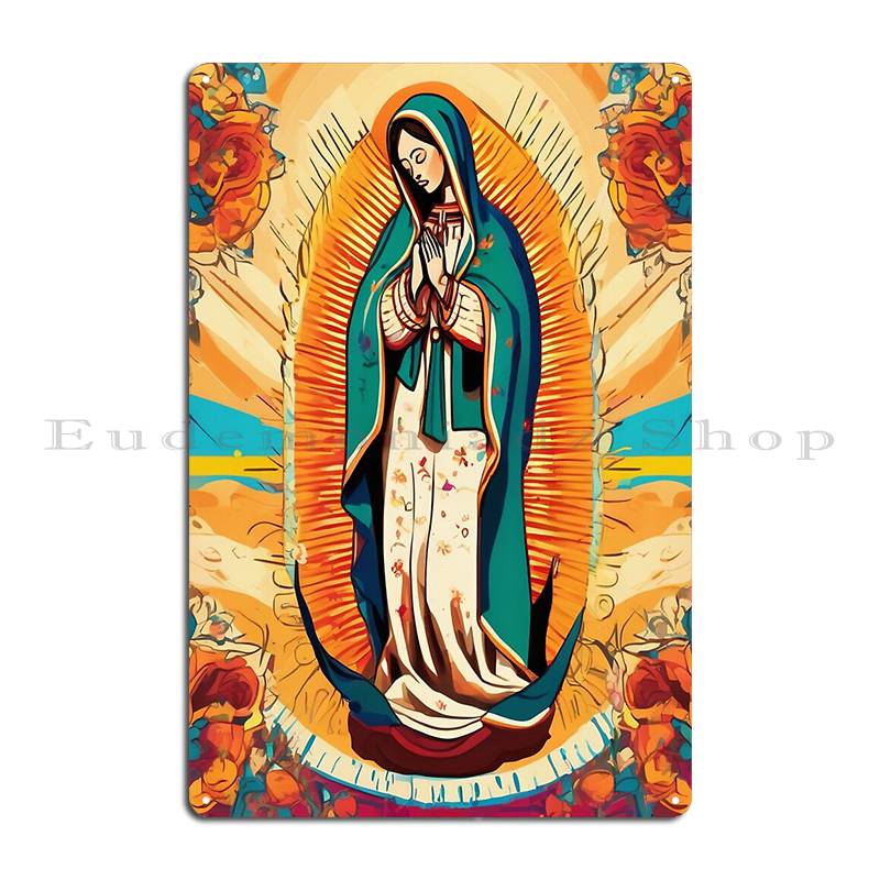 

Богоматерь Гваделупская Дева Мария Мексики Мексиканская Тильма Хуан Диего 202 2020 Металлическая Табличка Постер Паб Тарелки Гараж Персонализированный 20x30cm（7.8x11.8inch）