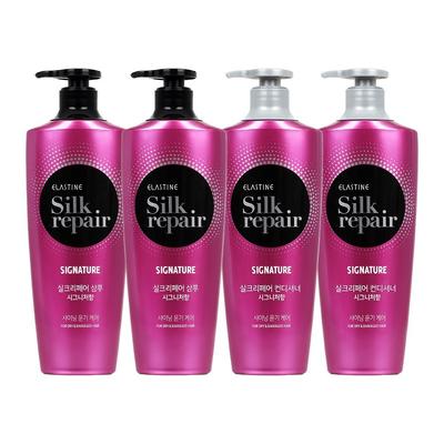 LG Household & Health Care Elastin Silk Repair Shining Shampoo 2x + Conditioner 2x Signature, 1 Set, 550ml